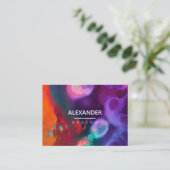 明るいオレンジ色の紫の抽象芸術水色 名刺 (スタンド正面)