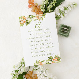明るいオレンジ色の結婚式座席表カード テーブルナンバー