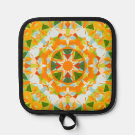 明るいオレンジ色の緑の星ドーパミンデコールキッチン 鍋敷き