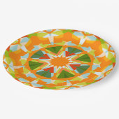 明るいオレンジ色の緑の星ベビーガールズボーイズシャワー ペーパープレート (アングル)