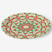 明るいオレンジ色の緑ファッショナブルなバンダナショール ペーパープレート (アングル)