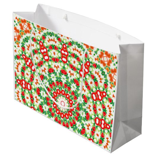 明るいオレンジ色の緑ファッショナブルなバンダナショール ラージペーパーバッグ (裏面アングル)