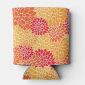 明るいオレンジ色の花模様モノグラム 缶クーラー (裏面)