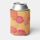 明るいオレンジ色の花模様モノグラム 缶クーラー (缶裏面)