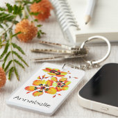 明るいオレンジ色の花 キーホルダー (正面右)