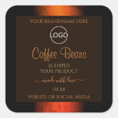 明るいオレンジ色の茶色の大理石の製品ラベルロゴ スクエアシール (正面)