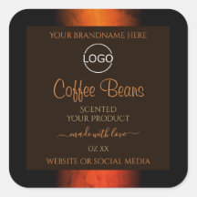 明るいオレンジ色の茶色の大理石の製品ラベルロゴ