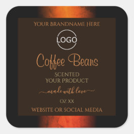 明るいオレンジ色の茶色の大理石の製品ラベルロゴ スクエアシール
