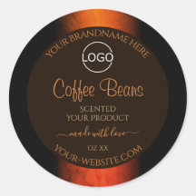 明るいオレンジ色の茶色の大理石の製品ラベルロゴ