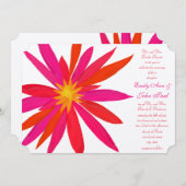 明るいオレンジ色の赤い黄色モダンのフローラ結婚 招待状 (正面/裏面)