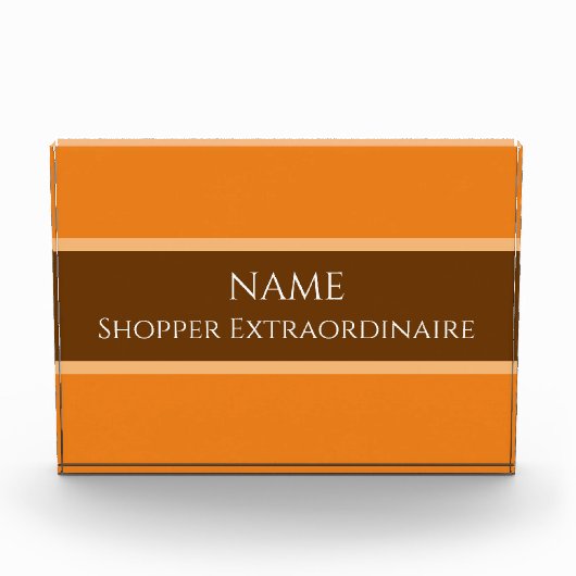 明るいオレンジ色の赤い"買い物客の超常連" フォトブロック (正面)