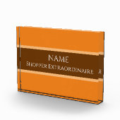 明るいオレンジ色の赤い"買い物客の超常連" フォトブロック (右)