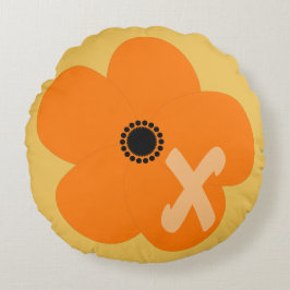 明るいオレンジ色の黄色い花 ラウンドクッション