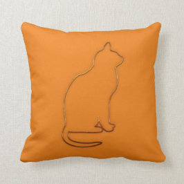 明るいオレンジ色の黒猫の枕 クッション