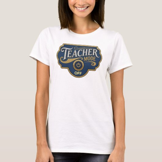 明るいオレンジ色のTEACH MODE OFF オリジナルTシャツ Tシャツ (正面)