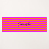 明るいオレンジ色ホットピンクストライプ色名前をカスタムする ヨガマット (正面(横))