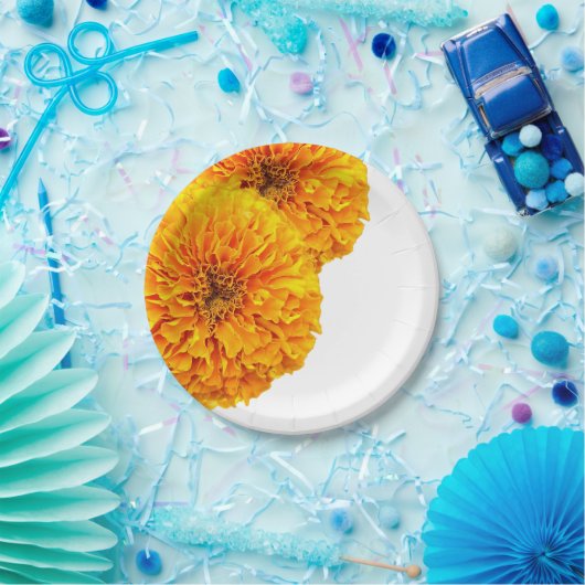 明るいオレンジ金ゴールドのマリーゴールドの紙のパーティーのプレート ペーパープレート (パーティー)