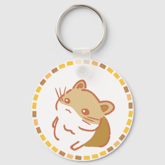 明るいオレンジ＆キュートなハムスターイラスト   キーホルダー (正面)