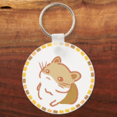 明るいオレンジ＆キュートなハムスターイラスト   キーホルダー (正面)