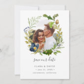 明るいオークのフレーム写真結婚式の日付を保存 セーブザデート (正面)