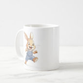 明るいオーバーオールのバニー コーヒーマグカップ (正面左)