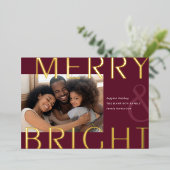 明るいオーバーレイ |写真モダン金ゴールド 箔シーズンカード (立ち正面)