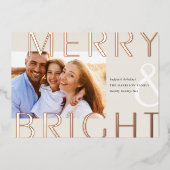 明るいオーバーレイ |写真モダン 箔シーズンカード (正面)