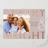 明るいオーバーレイ |写真モダン 箔シーズンカード (正面)