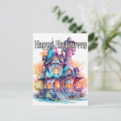 明るいオールドハウス幽霊のよく出るハロウィーン ポストカード (スタンド正面)