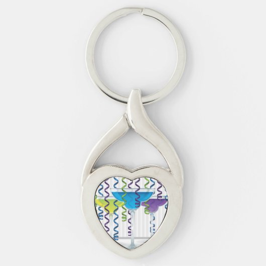 明るいカクテルとリボン キーホルダー (正面)