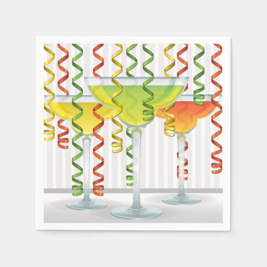 明るいカクテルとリボン スタンダードカクテルナプキン (正面)