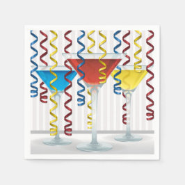 明るいカクテルとリボン スタンダードカクテルナプキン