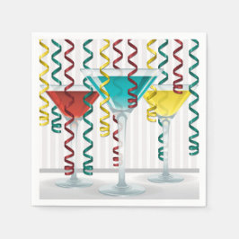 明るいカクテルとリボン スタンダードカクテルナプキン