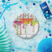 明るいカクテルとリボン ペーパープレート (パーティー)