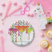 明るいカクテルとリボン ペーパープレート (パーティー)