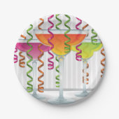 明るいカクテルとリボン ペーパープレート (正面)