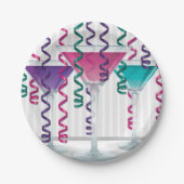 明るいカクテルとリボン ペーパープレート (正面)