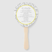 明るいカナリーイエロー&グレーダマスクウェディングプログラム ハンドファン (裏面)