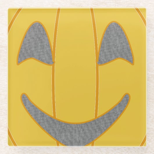 明るいカボチャの衣装デザインハロウィンオレンジ ガラスコースター (正面)