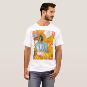 明るいカボチャ、ひまわり、手描きパターン。 Tシャツ (正面フル)