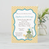 明るいカメの海洋生物のかたつむりのベビーシャワーの招待状 招待状 (スタンド正面)