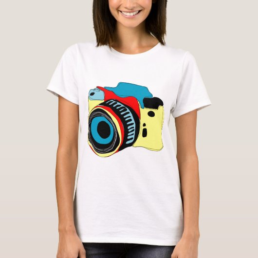 明るいカメラのイラストレーション Tシャツ (正面)
