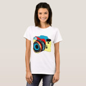 明るいカメラのイラストレーション Tシャツ (正面フル)