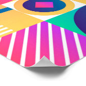 明るいカラフルおもしろい幾何学的抽象芸術 ポスター (角)