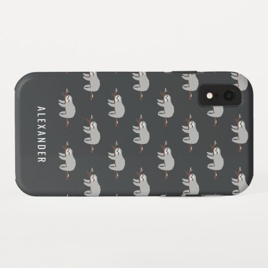 明るいカラフルおもしろい漫画のナマケモノ Case-Mate iPhoneケース (裏面(横))