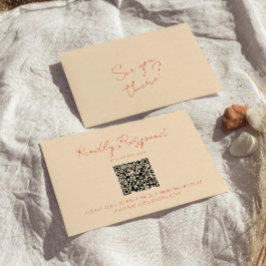 明るいカラフルお洒落レトロQRコー結婚ド 出欠カード