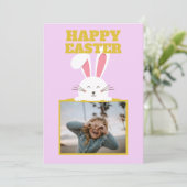 明るいカラフルかわいい漫画バニー写真イースターホー シーズンカード (スタンド正面)