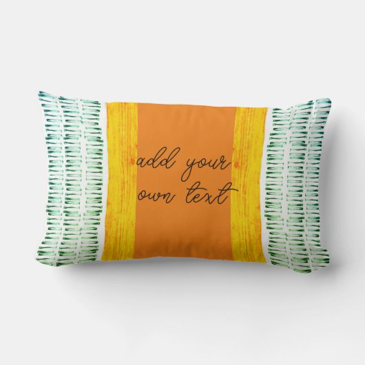 明るいカラフルでテキストをオレンジ色と緑に追加 ランバークッション (裏面)