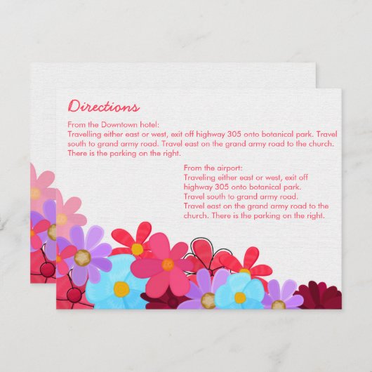 明るいカラフルとウェディングの指示カード エンクロージャーカード (正面/裏面)