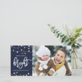 明るいカラフルとクリスマスのライト写真 シーズンカード (スタンド正面)